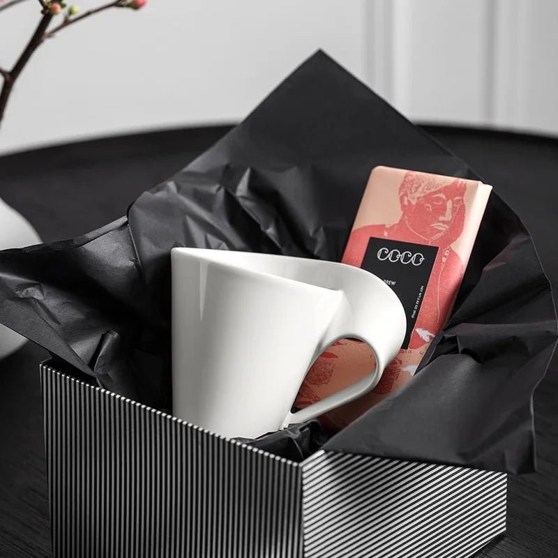 Dalfin™ White Porcelain Wavy Coffee Cup and Plate Set