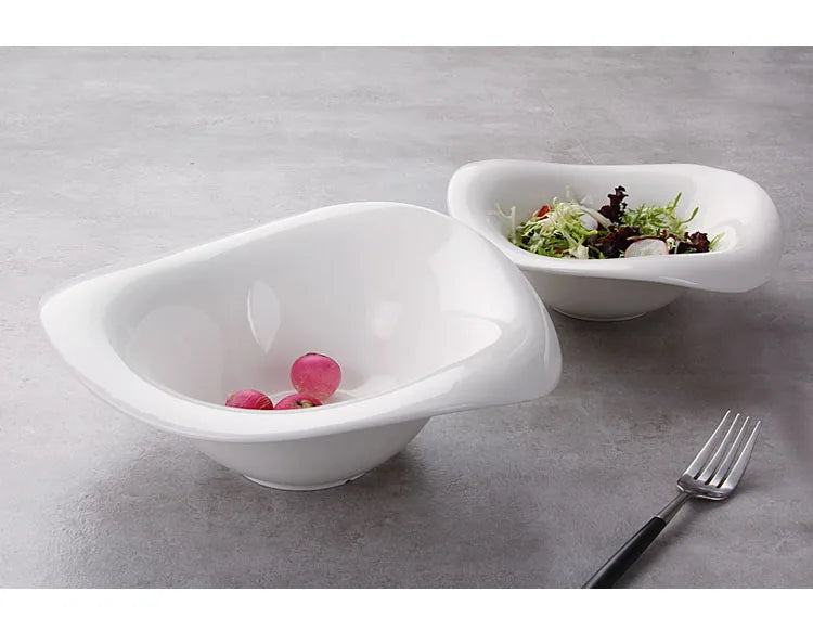 Dalfin™ White Bone China Festive Salad Bowls Dinner Set Tray for Decoration