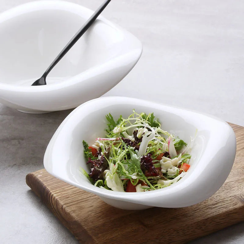 Dalfin™ White Bone China Festive Salad Bowls Dinner Set Tray for Decoration