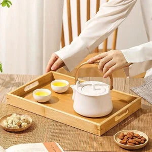 Dalfin™ Bamboo Wooden Rectangular Tea Tray